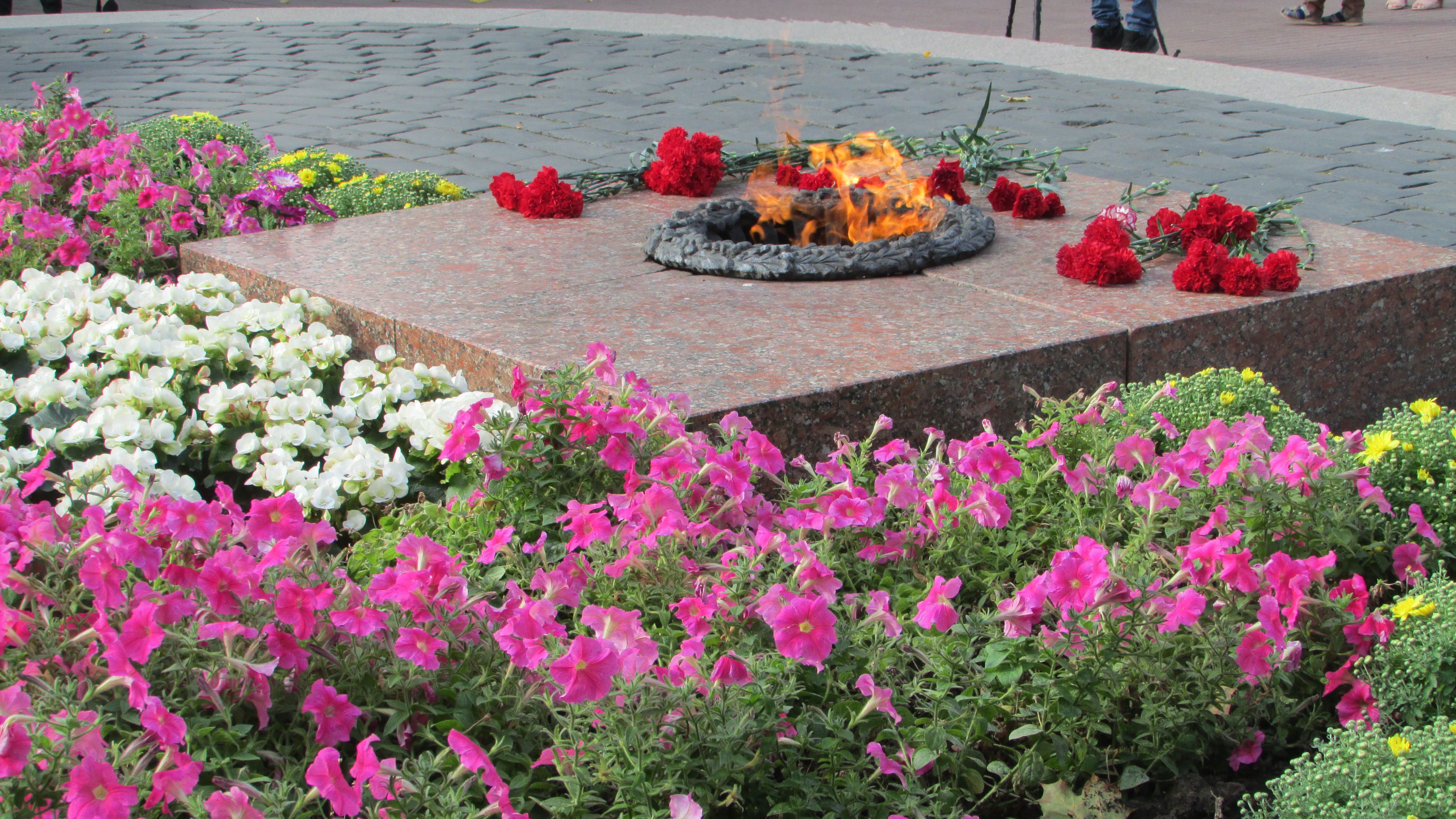 Церемония возложения корзин и цветов к памятнику воинам и партизанам, погибшим в годы Великой Отечественной войны